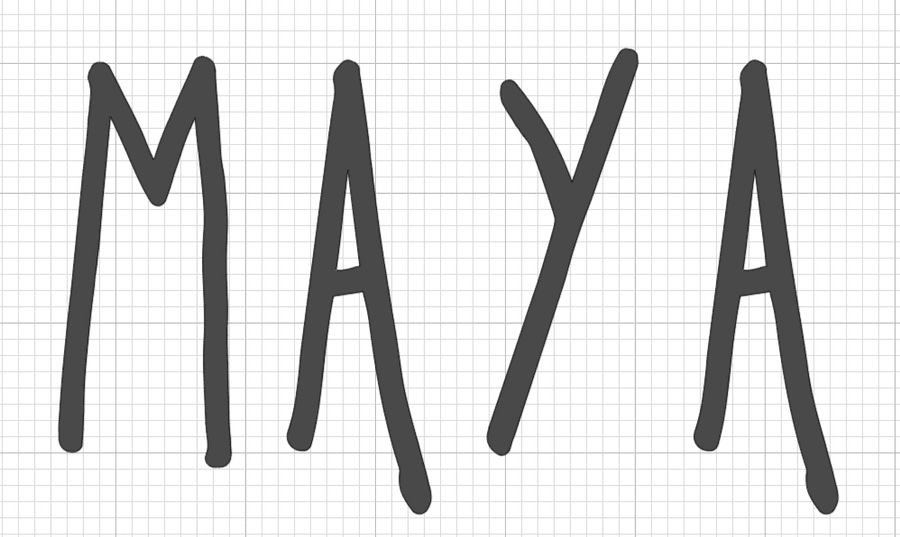 Farmhouse Bold hand-drawn font sample spelling the name Maya