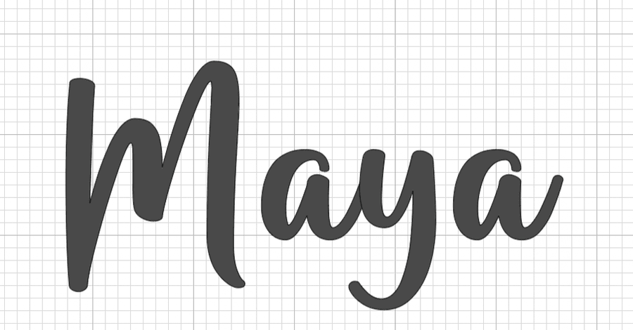 Pinky Promise script font sample spelling the name Maya