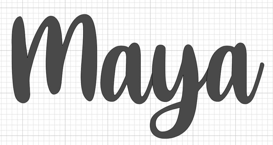 What a Time brush-script font sample spelling the name Maya