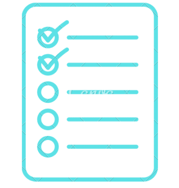 Teal checklist icon with items checked off