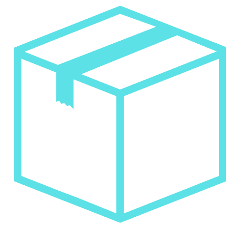 Closed taped cardboard moving box line icon
