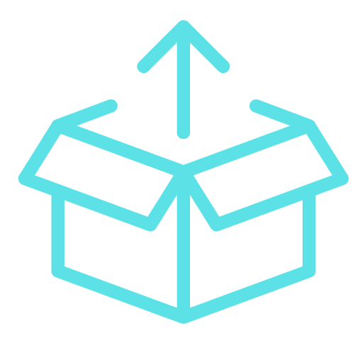Open moving box with an upward arrow line icon