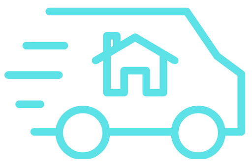 Moving truck with house line icon