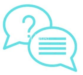 Speech-bubble icon with a question mark representing quiz questions